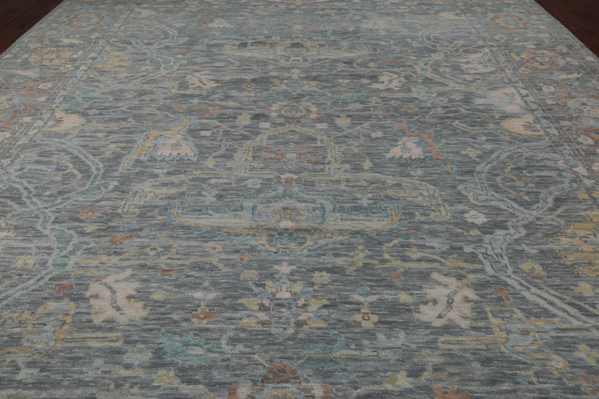 SUPER SALE Silver Turkish Oushak Hand Knotted Wool Rug - 11' 11" X 14' 9"