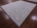 Silver Turkish Oushak Hand Knotted Wool Rug - 11' 11" X 14' 9" - Golden Nile