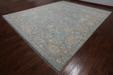 SUPER SALE Silver Turkish Oushak Hand Knotted Wool Rug - 11' 11" X 14' 9"