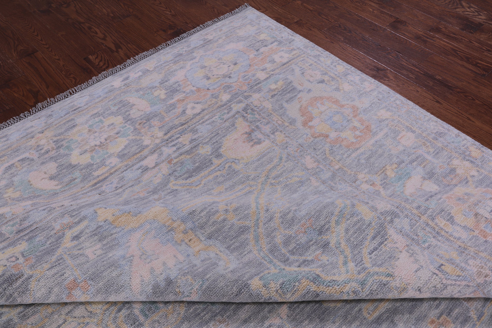 Silver Turkish Oushak Hand Knotted Wool Rug - 11' 11" X 14' 9" - Golden Nile