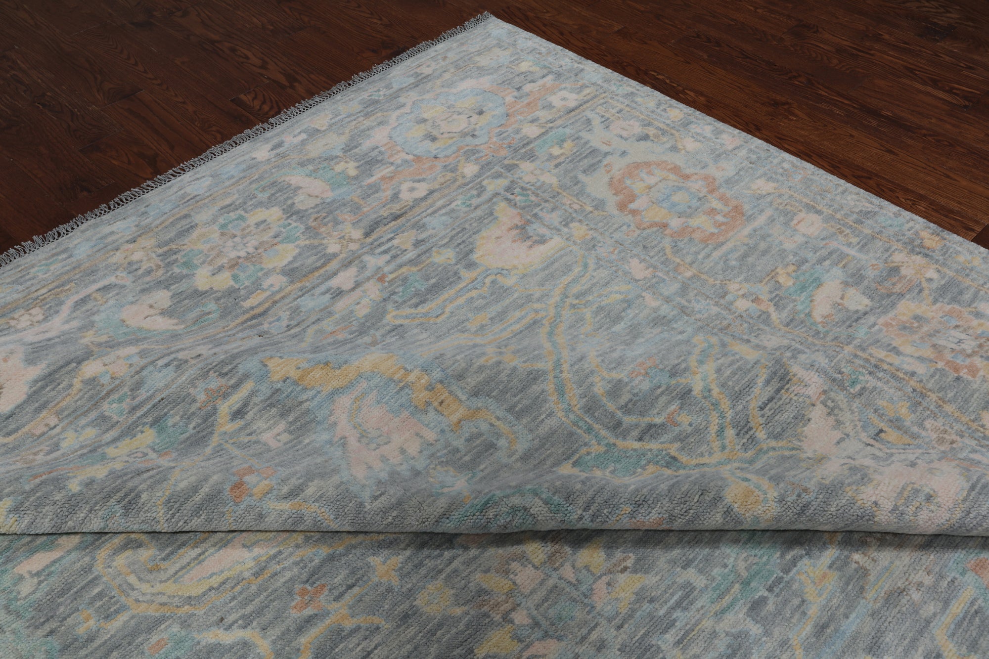 SUPER SALE Silver Turkish Oushak Hand Knotted Wool Rug - 11' 11" X 14' 9"