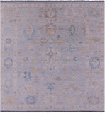 Silver Square Turkish Oushak Hand Knotted Wool Rug - 9' 0" X 9' 3" - Golden Nile