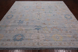 SUPER SALE Silver Square Turkish Oushak Hand Knotted Wool Rug - 9' 0" X 9' 3"
