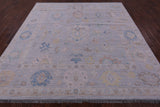 Silver Square Turkish Oushak Hand Knotted Wool Rug - 9' 0" X 9' 3" - Golden Nile