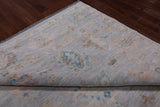 SUPER SALE Silver Square Turkish Oushak Hand Knotted Wool Rug - 9' 0" X 9' 3"