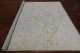 SUPER SALE Silver Square Turkish Oushak Hand Knotted Wool Rug - 7' 9" X 8' 4"