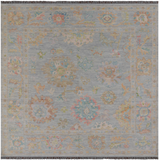 SUPER SALE Silver Square Turkish Oushak Hand Knotted Wool Rug - 7' 9" X 8' 4"