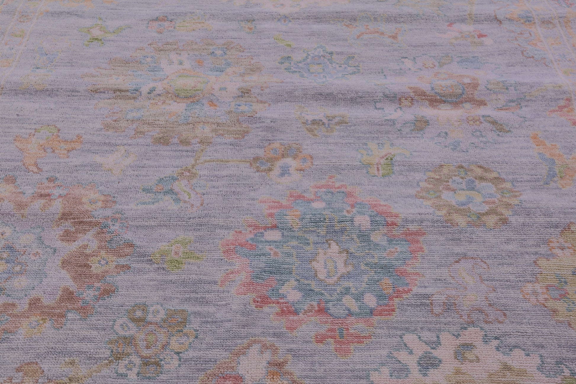 Silver Square Turkish Oushak Hand Knotted Wool Rug - 7' 9" X 8' 4" - Golden Nile