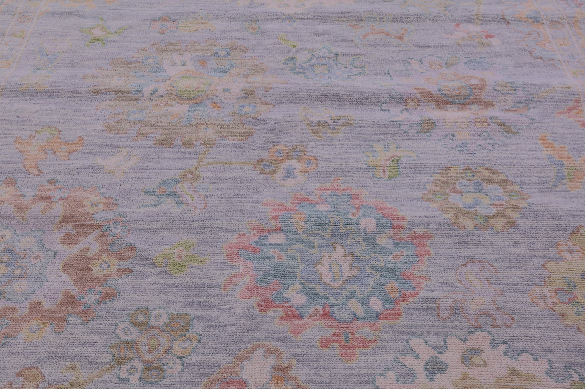 Silver Square Turkish Oushak Hand Knotted Wool Rug - 7' 9" X 8' 4" - Golden Nile