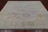 SUPER SALE Silver Square Turkish Oushak Hand Knotted Wool Rug - 7' 9" X 8' 4"
