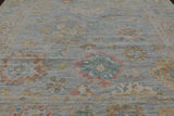 SUPER SALE Silver Square Turkish Oushak Hand Knotted Wool Rug - 7' 9" X 8' 4"