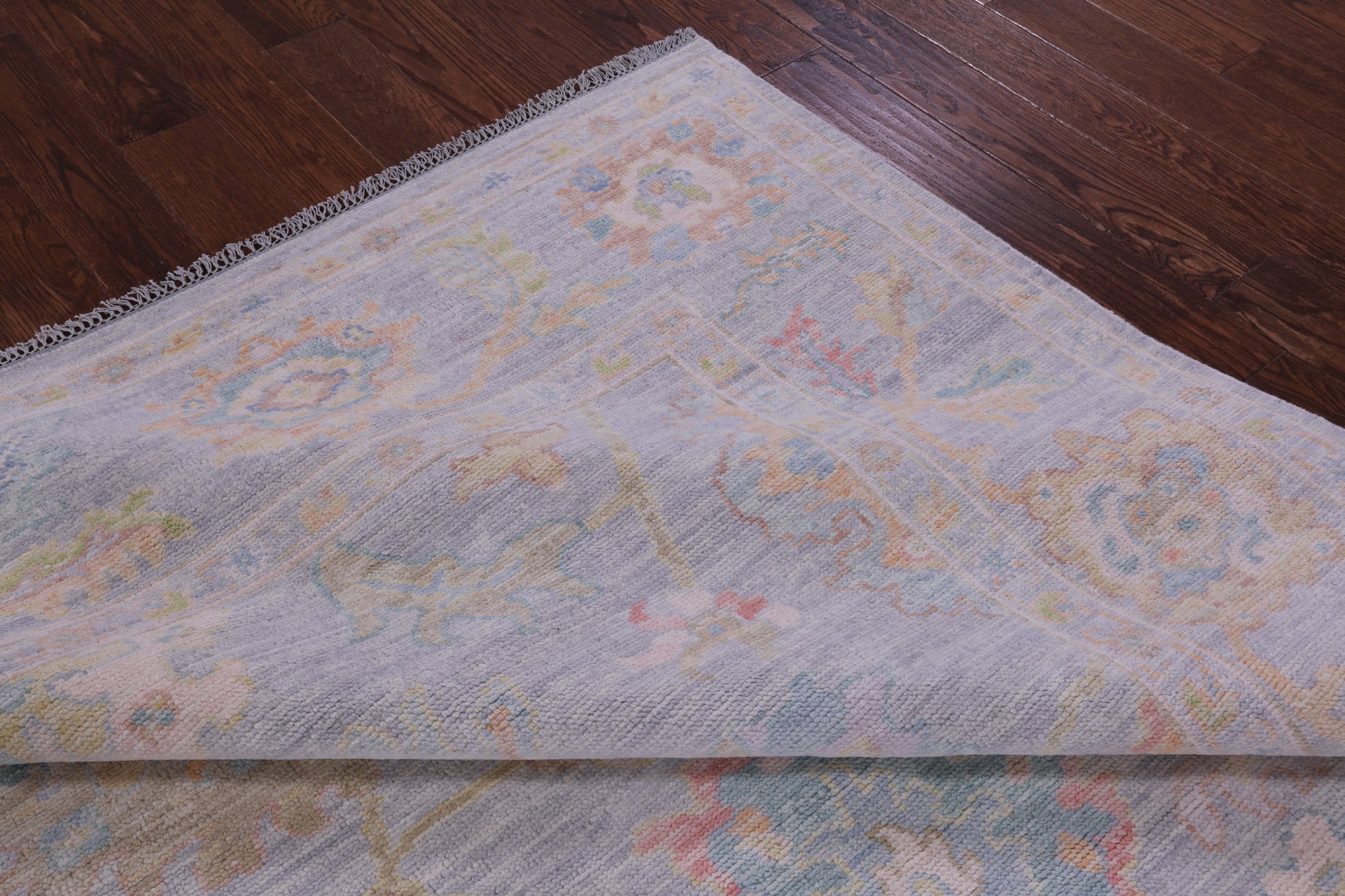 Silver Square Turkish Oushak Hand Knotted Wool Rug - 7' 9" X 8' 4" - Golden Nile