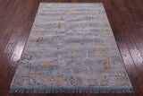 Grey Turkish Oushak Handmade Wool Rug - 4' 1" X 5' 11" - Golden Nile