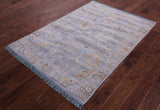 Grey Turkish Oushak Handmade Wool Rug - 4' 1" X 5' 11" - Golden Nile