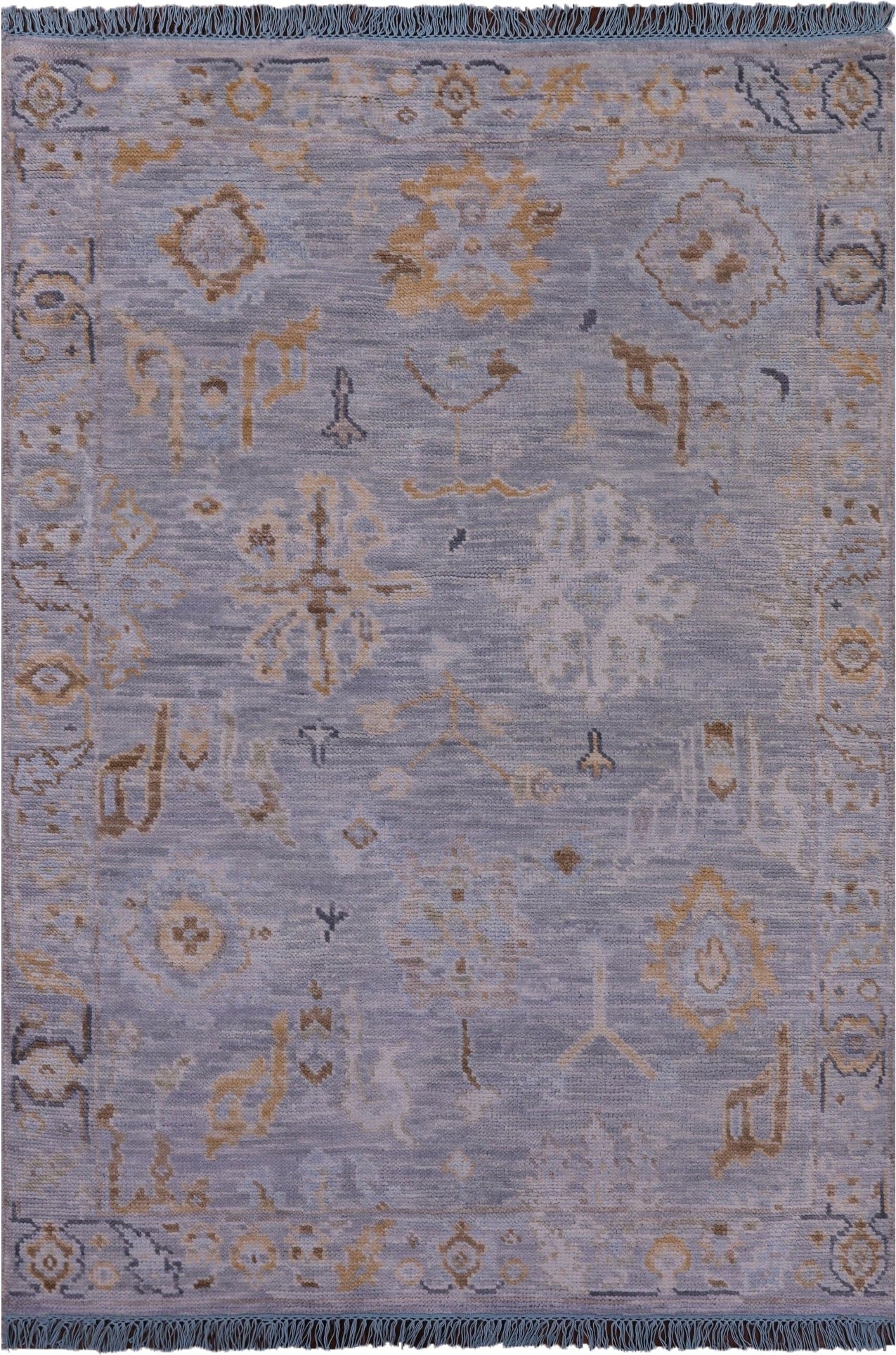 Grey Turkish Oushak Handmade Wool Rug - 4' 1" X 5' 11" - Golden Nile