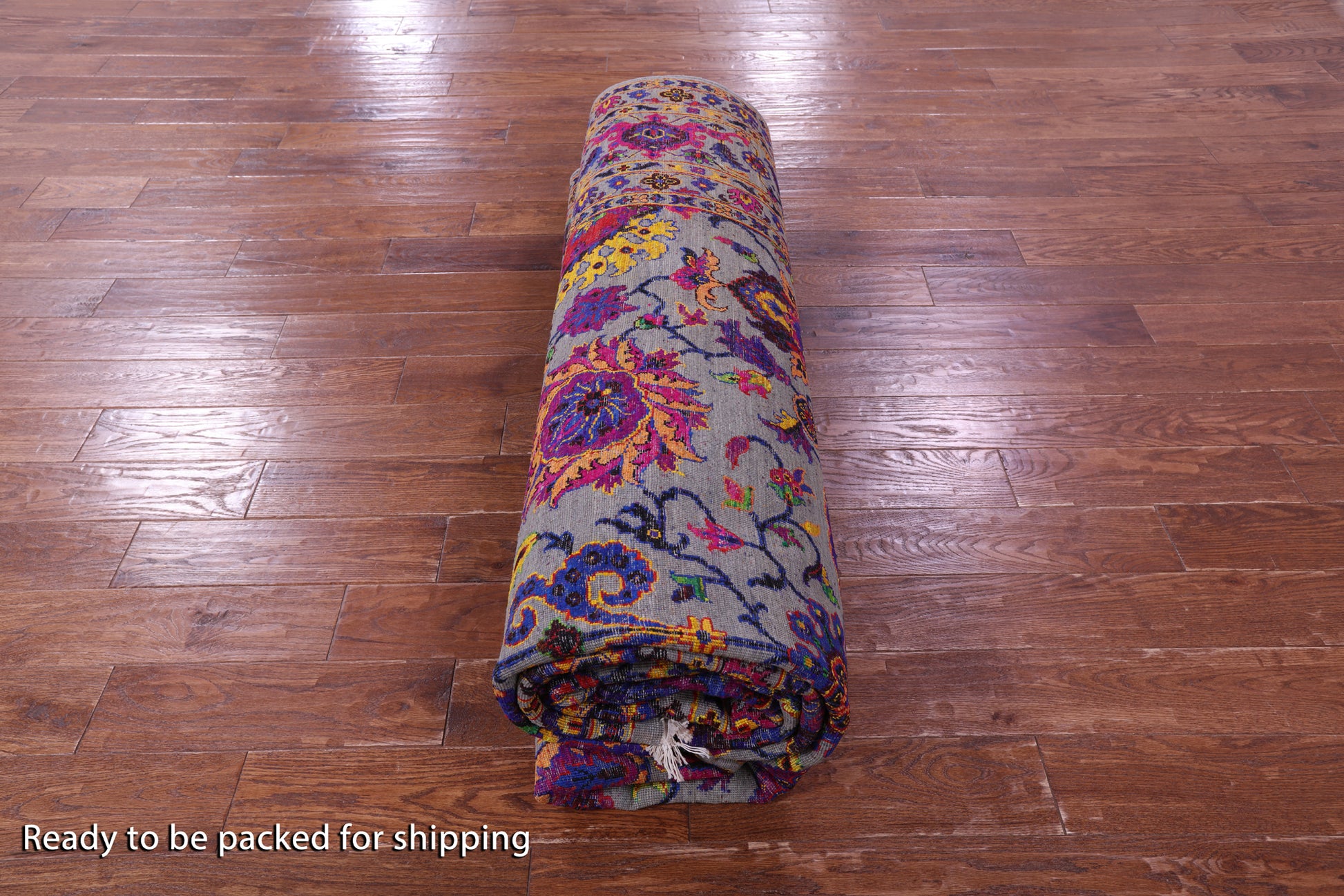 Grey Persian Tabriz Hand Knotted Wool & Silk Rug - 9' 0" X 12' 0" - Golden Nile