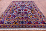 Grey Persian Tabriz Hand Knotted Wool & Silk Rug - 9' 0" X 12' 0" - Golden Nile
