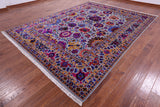 Grey Persian Tabriz Hand Knotted Wool & Silk Rug - 9' 0" X 12' 0" - Golden Nile