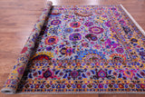Grey Persian Tabriz Hand Knotted Wool & Silk Rug - 9' 0" X 12' 0" - Golden Nile