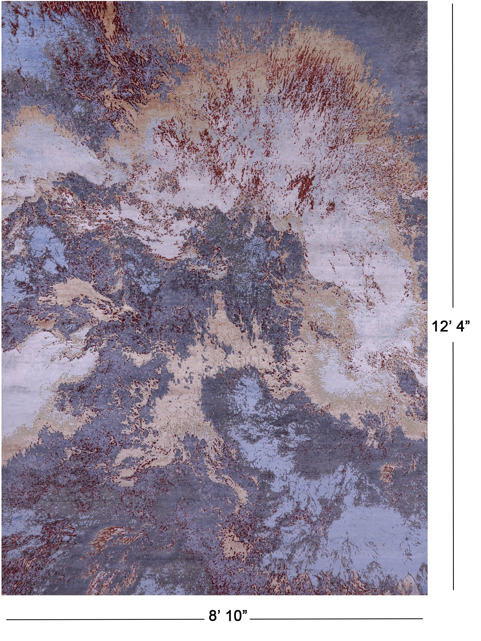 Abstract Contemporary Hand Knotted Wool & Silk Rug - 8' 10" X 12' 4" - Golden Nile