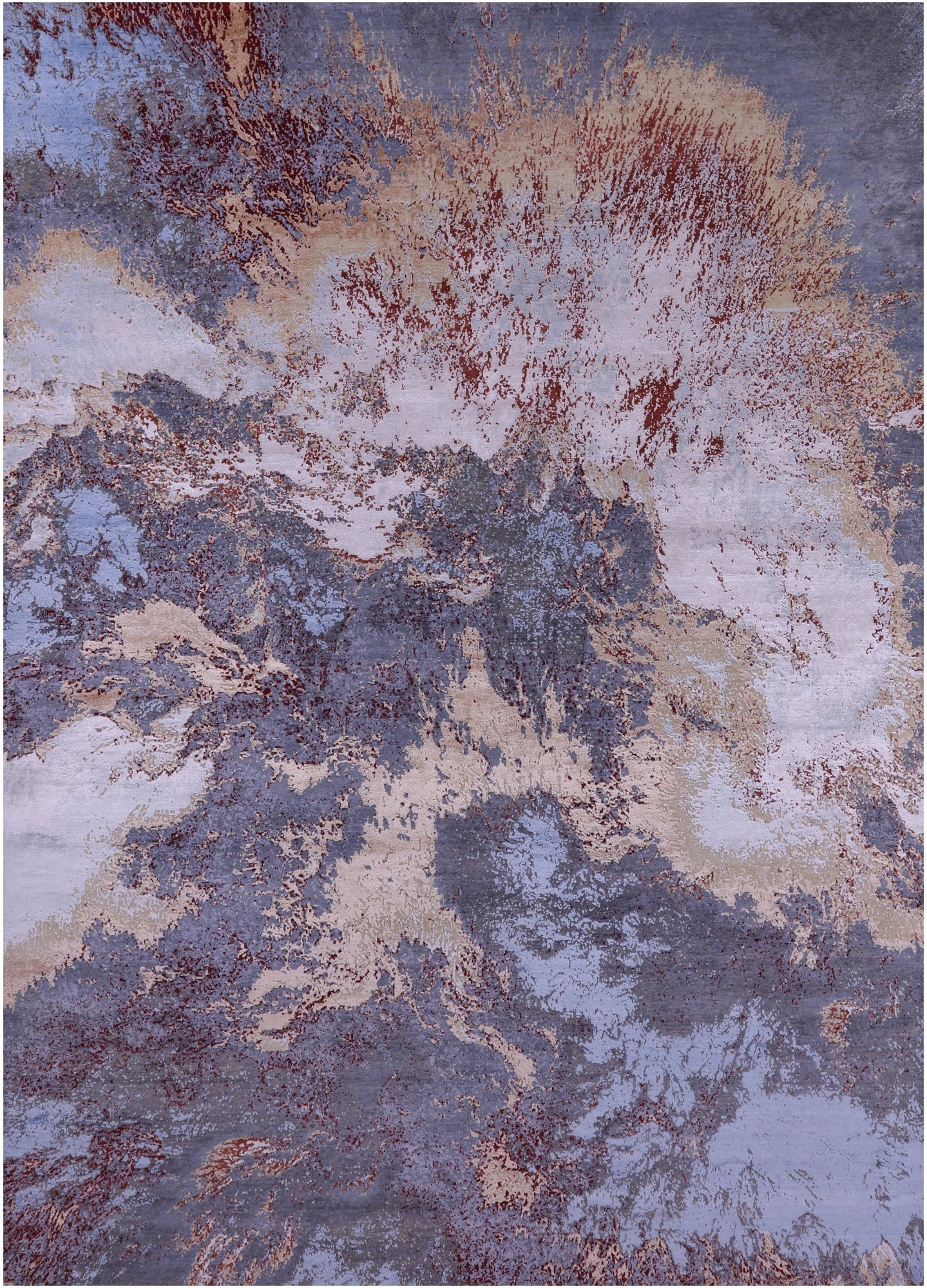 Abstract Contemporary Hand Knotted Wool & Silk Rug - 8' 10" X 12' 4" - Golden Nile