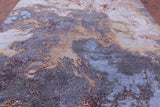 Abstract Contemporary Hand Knotted Wool & Silk Rug - 8' 10" X 12' 4" - Golden Nile