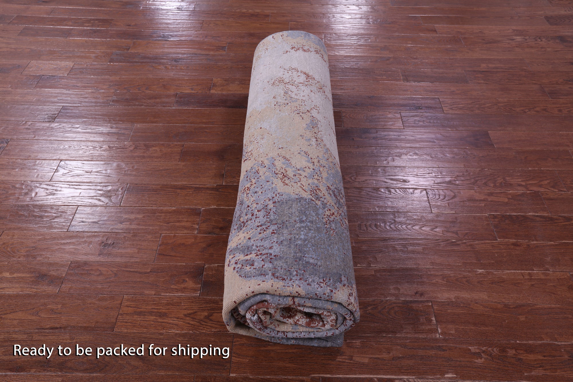 Abstract Contemporary Hand Knotted Wool & Silk Rug - 8' 10" X 12' 4" - Golden Nile
