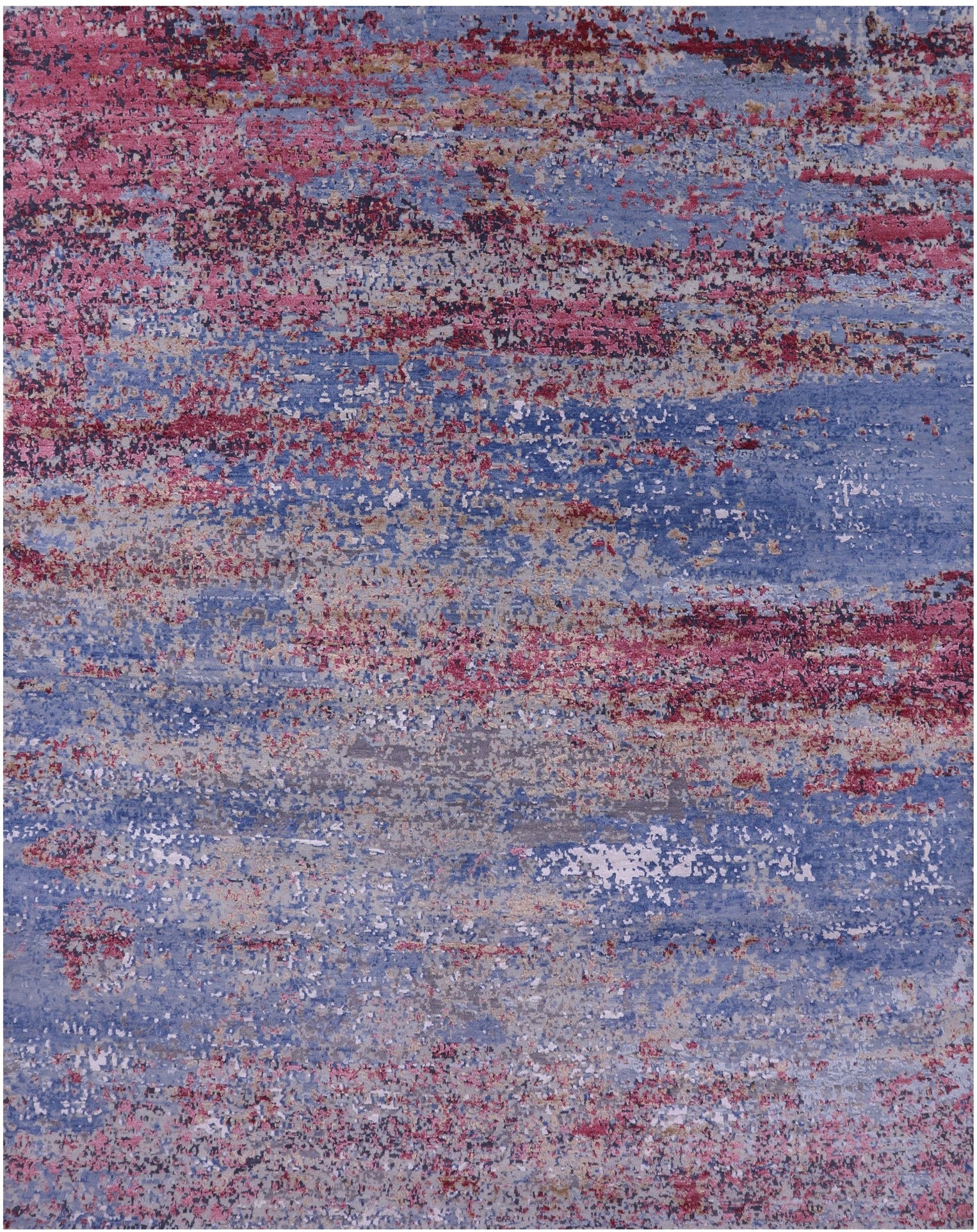 Abstract Contemporary Hand Knotted Wool & Silk Rug - 7' 11" X 10' 0" - Golden Nile