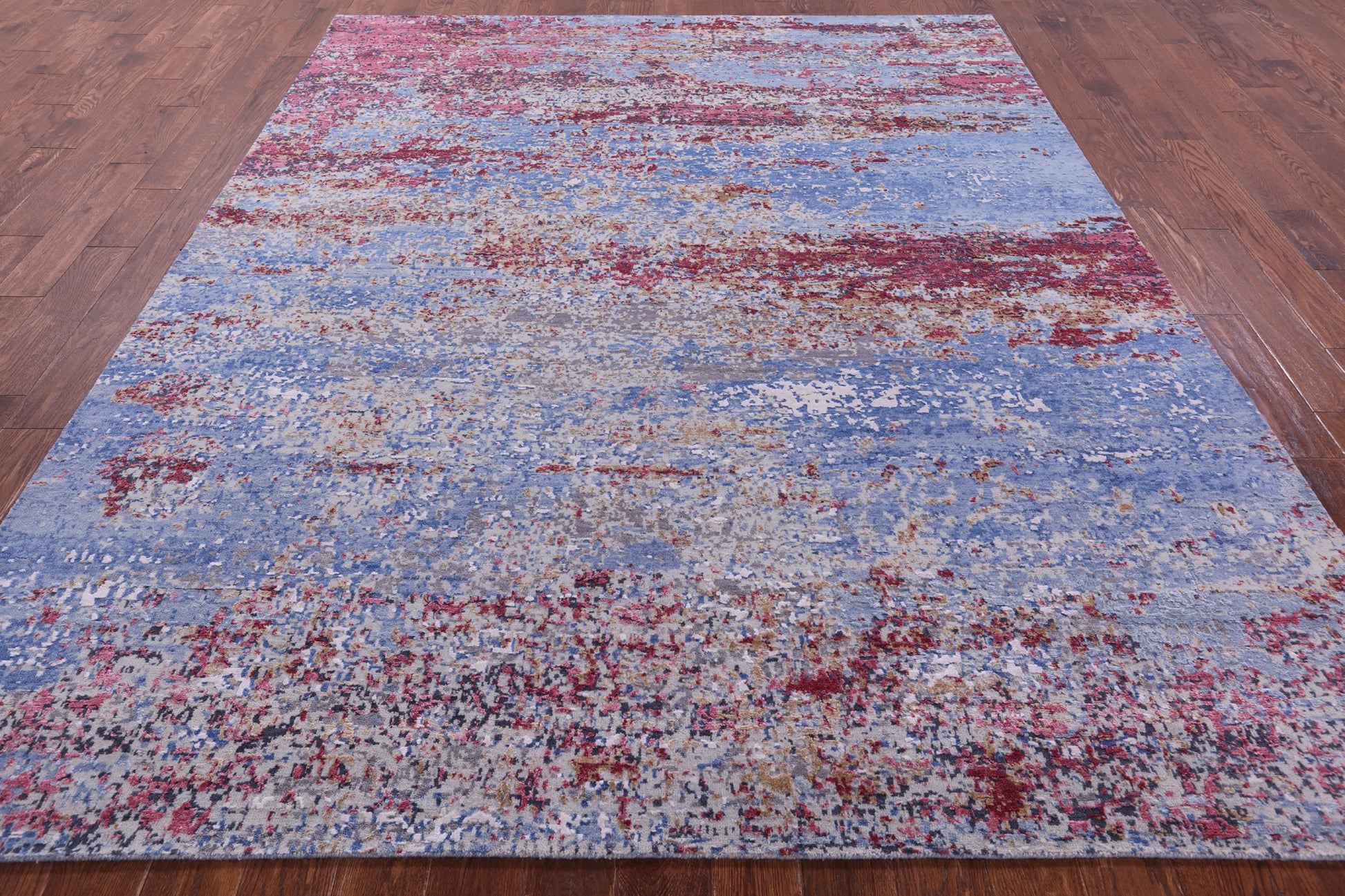 Abstract Contemporary Hand Knotted Wool & Silk Rug - 7' 11" X 10' 0" - Golden Nile