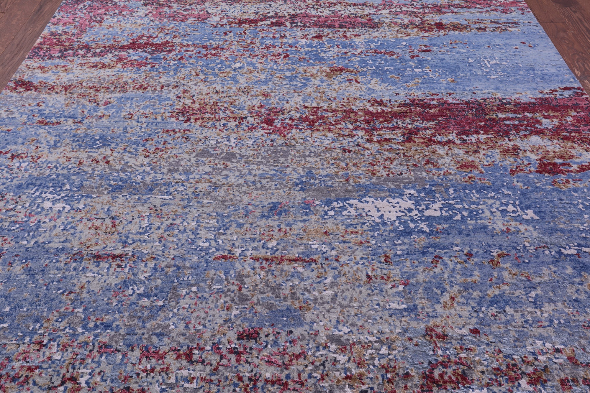 Abstract Contemporary Hand Knotted Wool & Silk Rug - 7' 11" X 10' 0" - Golden Nile