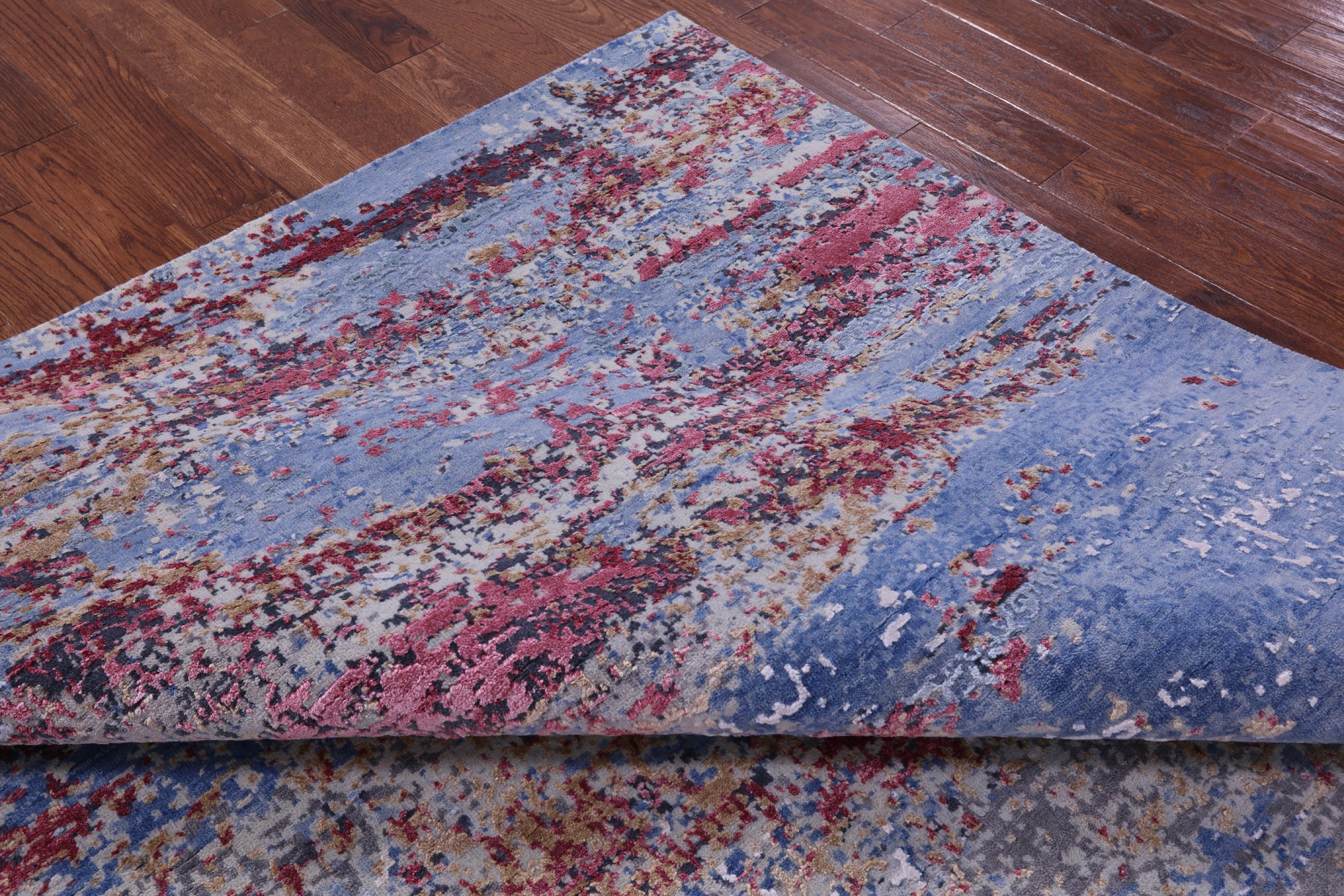 Abstract Contemporary Hand Knotted Wool & Silk Rug - 7' 11" X 10' 0" - Golden Nile