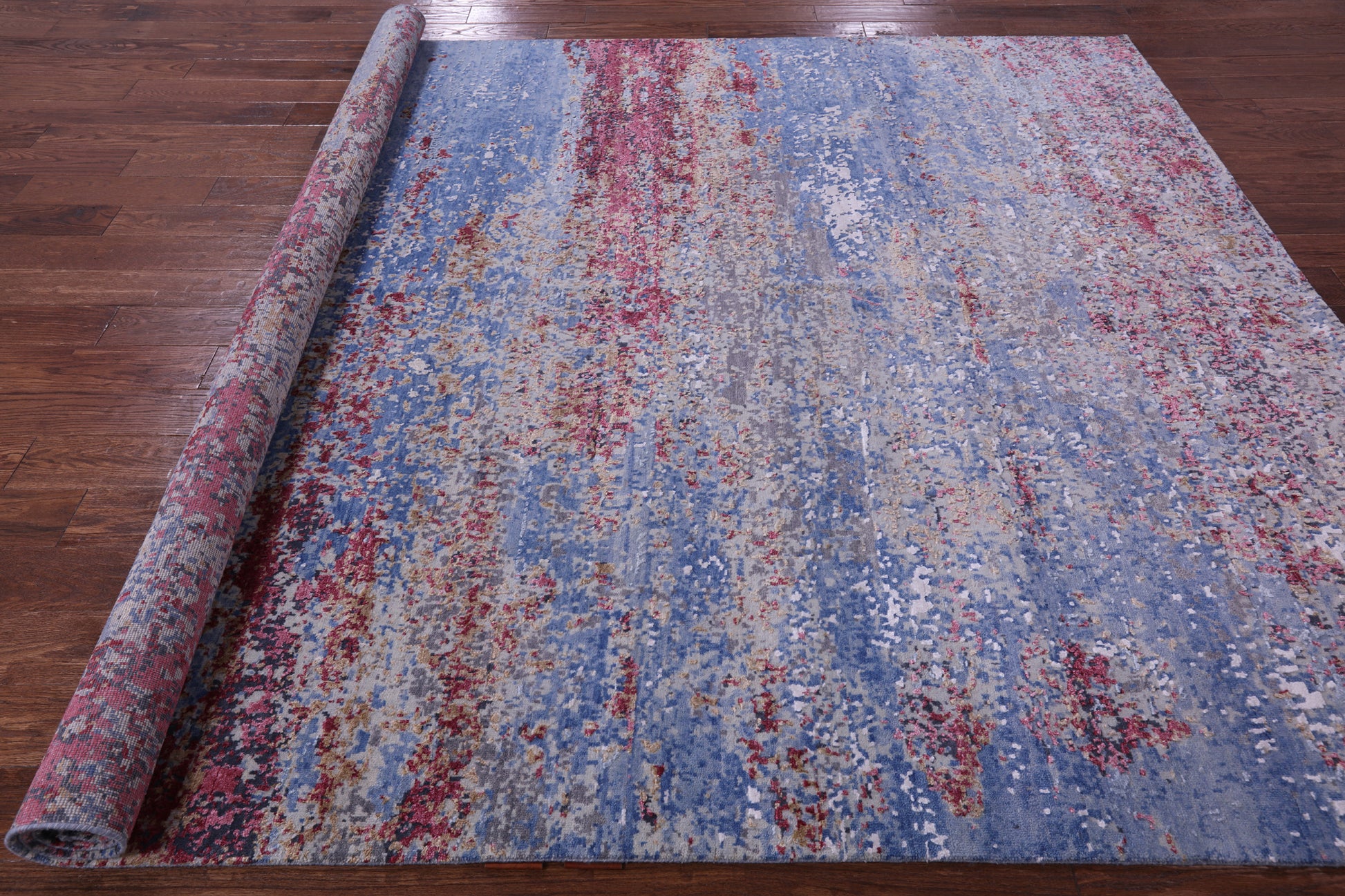Abstract Contemporary Hand Knotted Wool & Silk Rug - 7' 11" X 10' 0" - Golden Nile