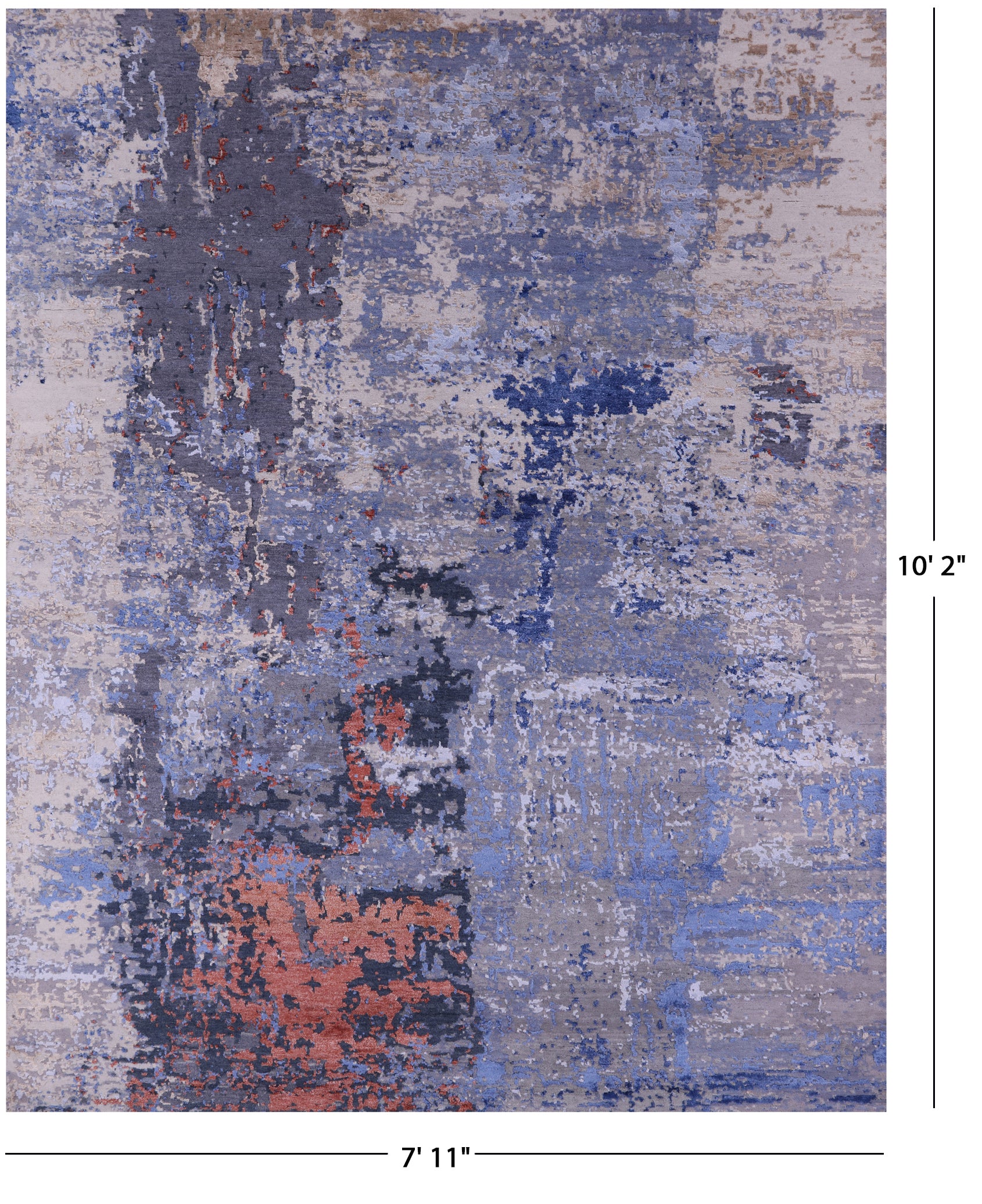 Abstract Contemporary Hand Knotted Wool & Silk Rug - 7' 11" X 10' 2" - Golden Nile