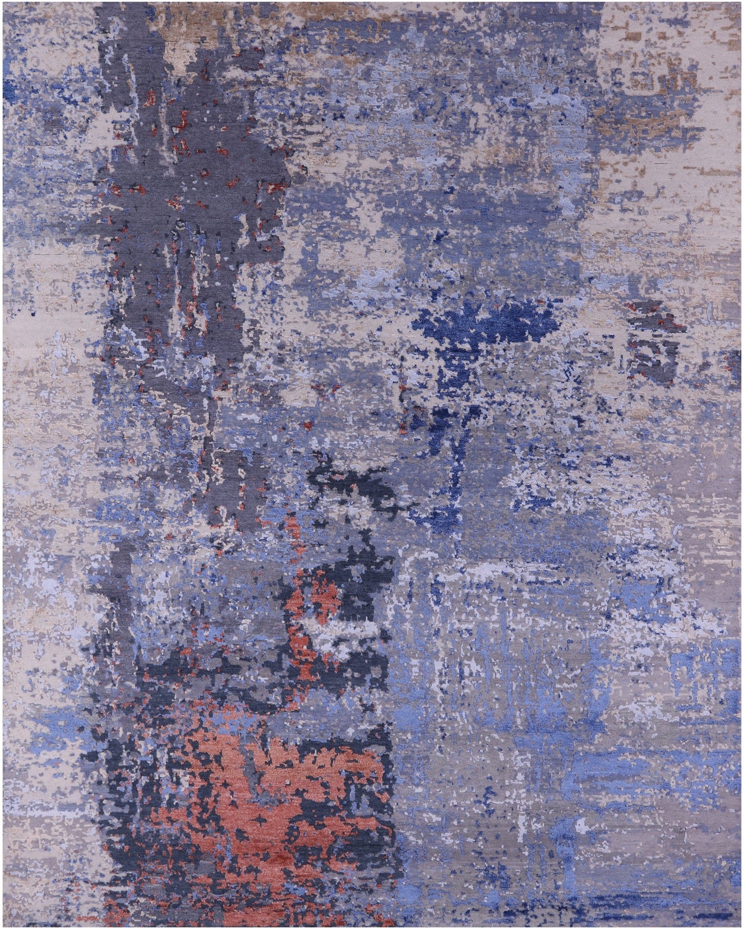 Abstract Contemporary Hand Knotted Wool & Silk Rug - 7' 11" X 10' 2" - Golden Nile