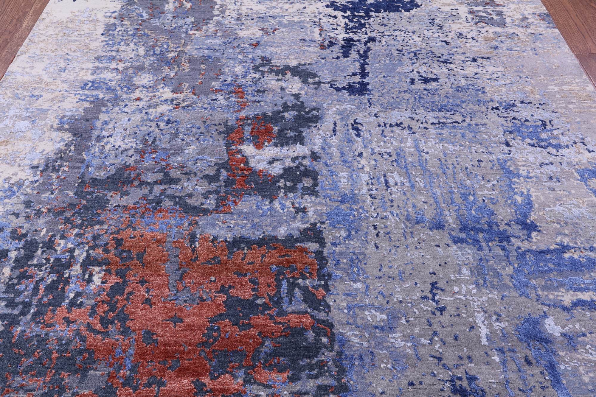 Abstract Contemporary Hand Knotted Wool & Silk Rug - 7' 11" X 10' 2" - Golden Nile