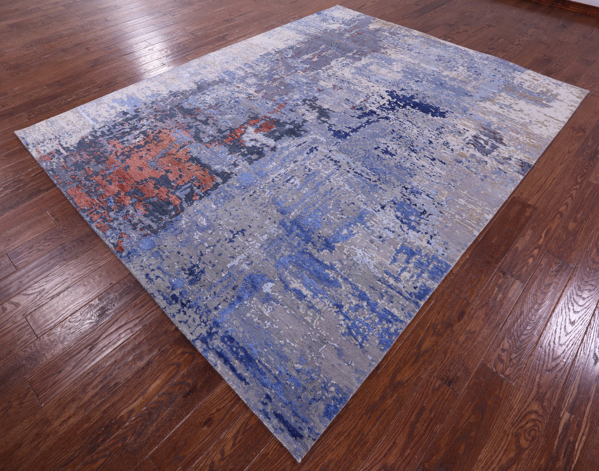 Abstract Contemporary Hand Knotted Wool & Silk Rug - 7' 11" X 10' 2" - Golden Nile