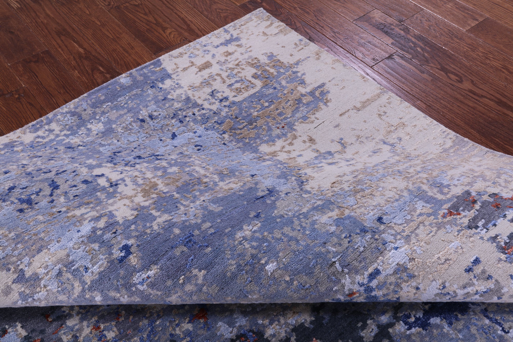 Abstract Contemporary Hand Knotted Wool & Silk Rug - 7' 11" X 10' 2" - Golden Nile