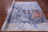 Abstract Contemporary Hand Knotted Wool & Silk Rug - 7' 11" X 10' 2" - Golden Nile