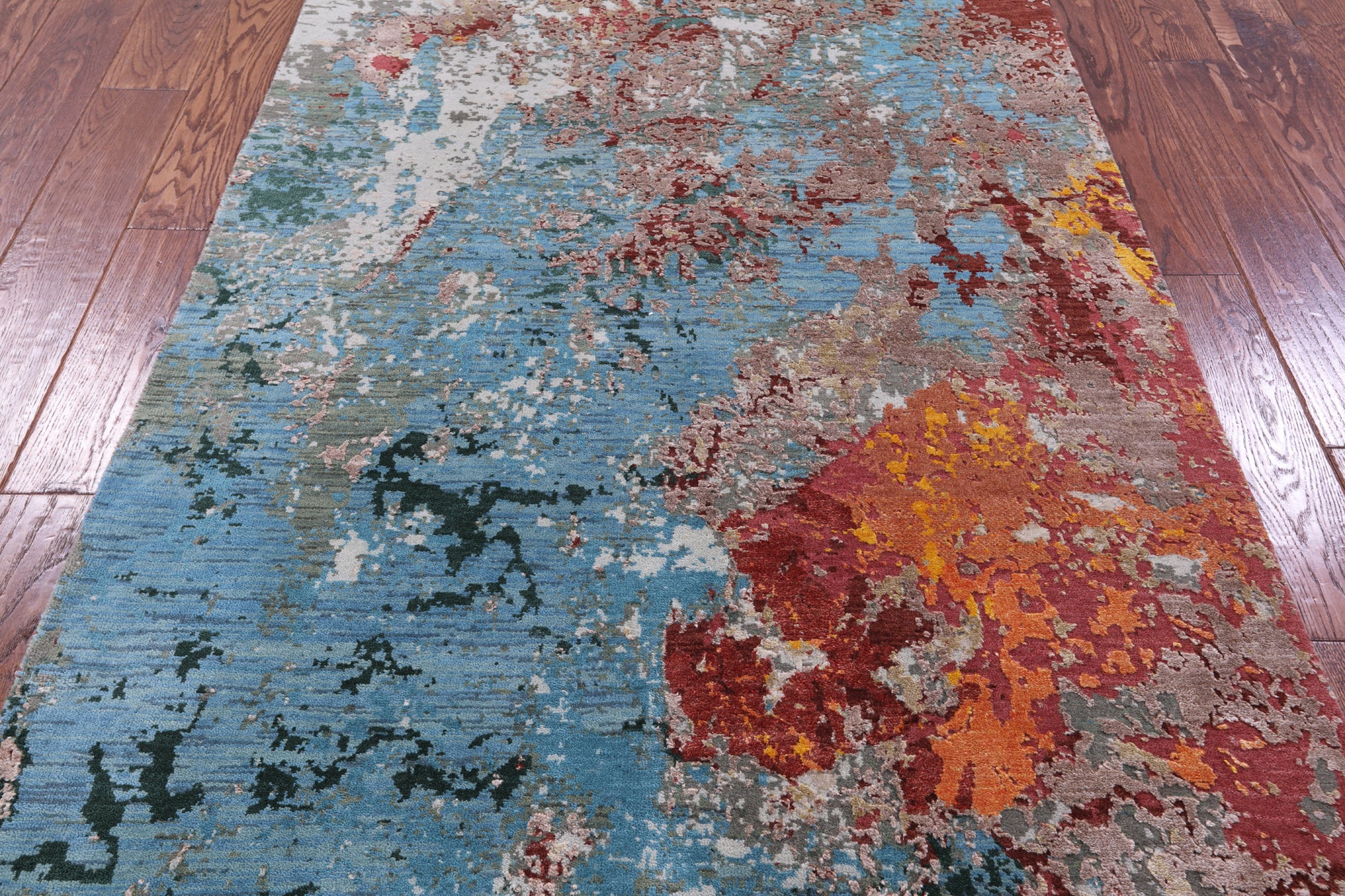 Abstract Contemporary Hand Knotted Wool & Silk Rug - 3' 11" X 6' 0" - Golden Nile