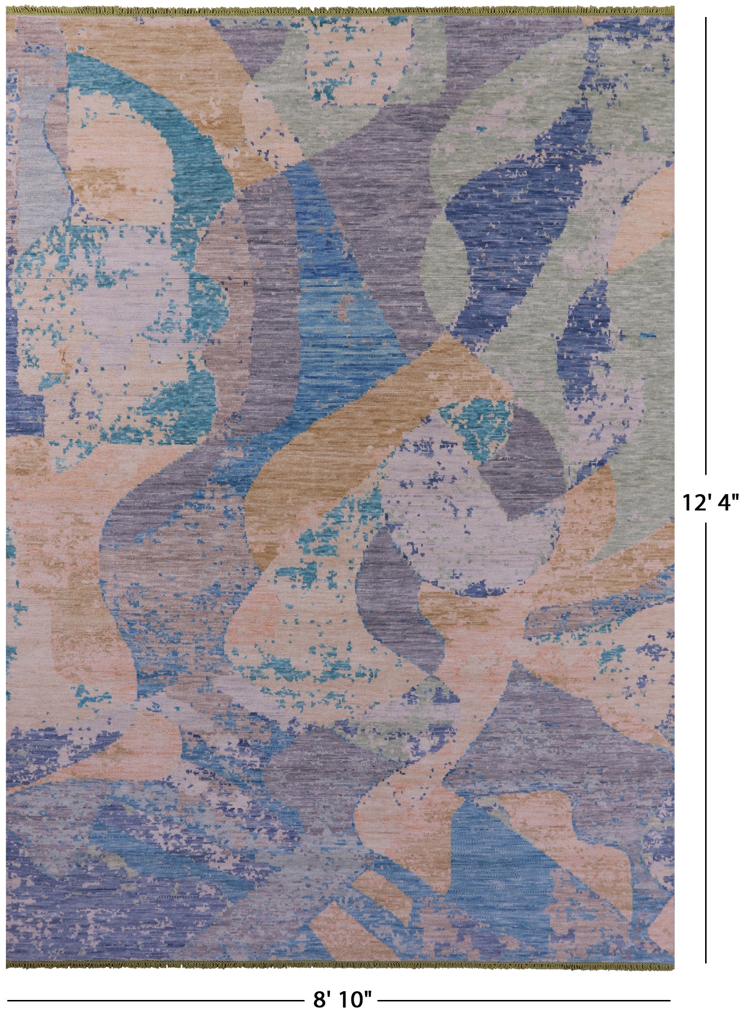 Contemporary Handmade Wool Rug - 8' 10" X 12' 4" - Golden Nile