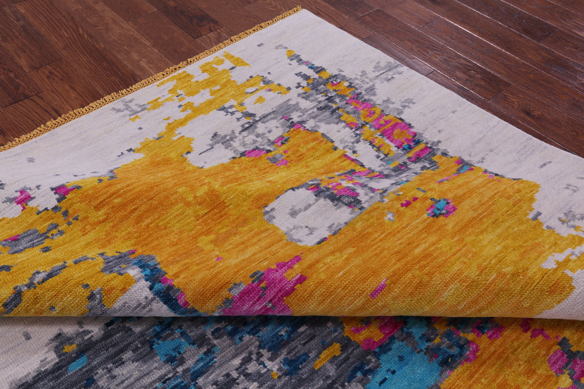 Abstract Contemporary Hand Knotted Wool Rug - 7' 11" X 10' 2" - Golden Nile