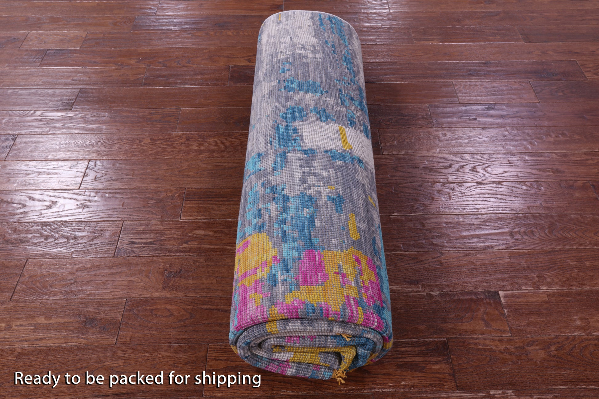 Abstract Contemporary Hand Knotted Wool Rug - 7' 11" X 10' 2" - Golden Nile