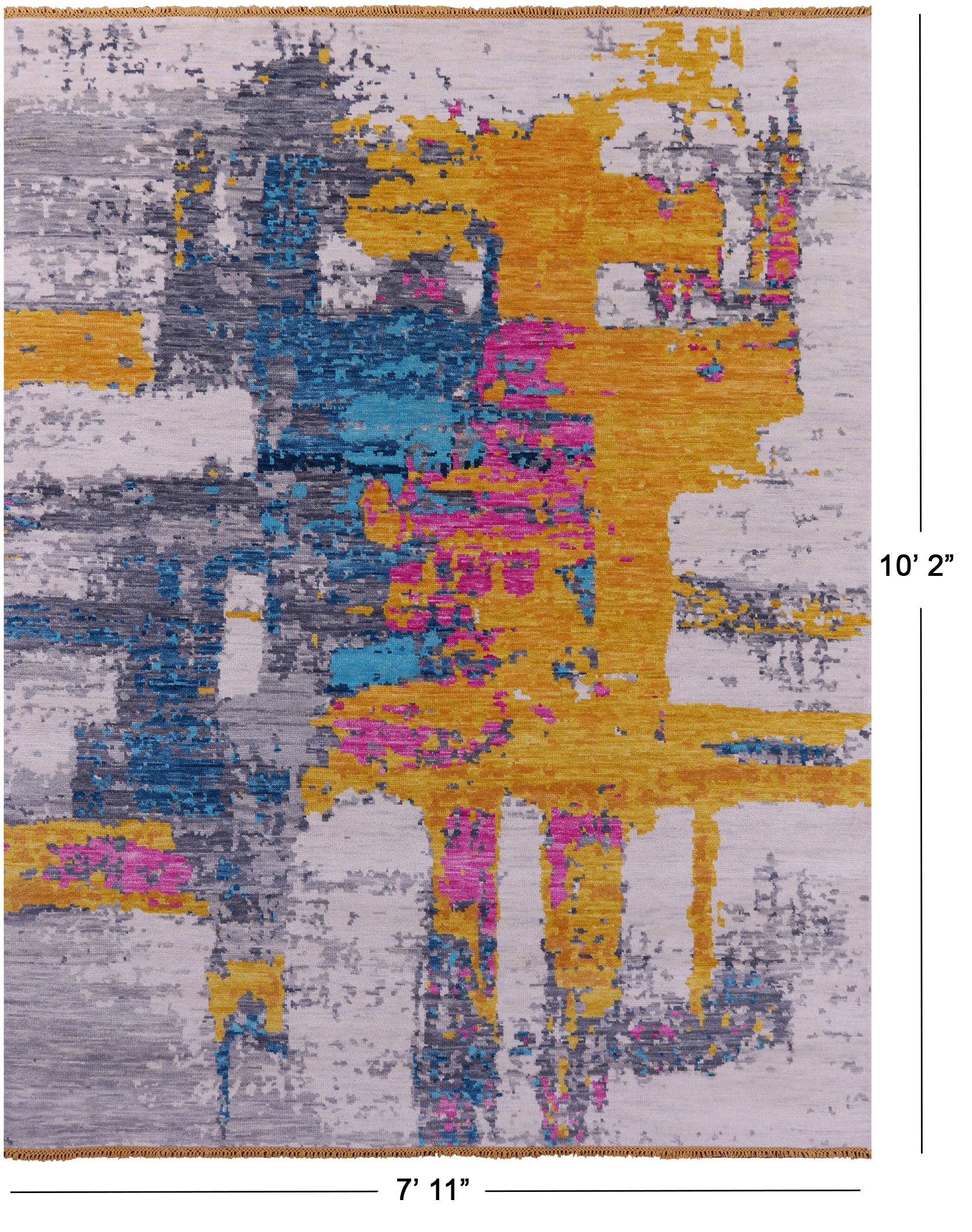 Abstract Contemporary Hand Knotted Wool Rug - 7' 11" X 10' 2" - Golden Nile