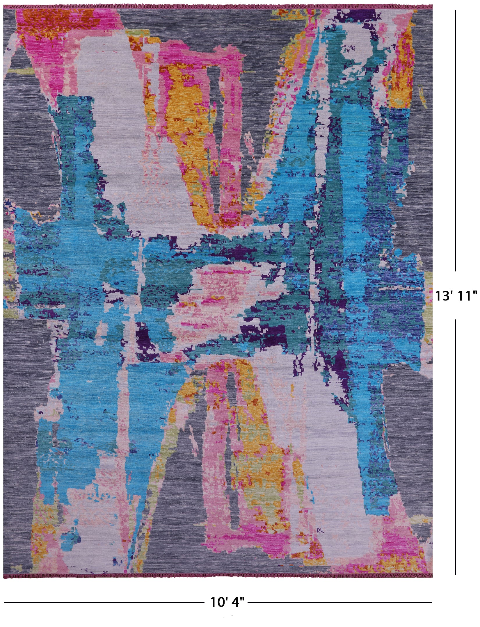 Abstract Contemporary Hand Knotted Wool Rug - 10' 4" X 13' 11" - Golden Nile