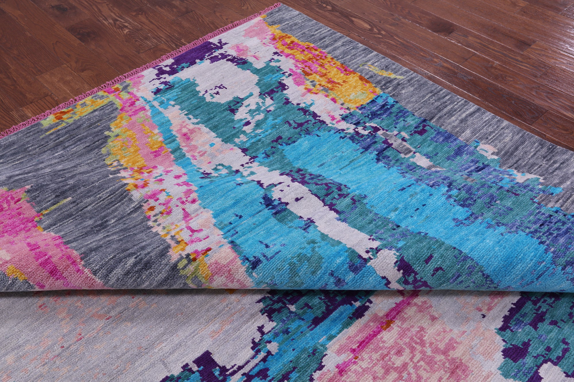Abstract Contemporary Hand Knotted Wool Rug - 10' 4" X 13' 11" - Golden Nile
