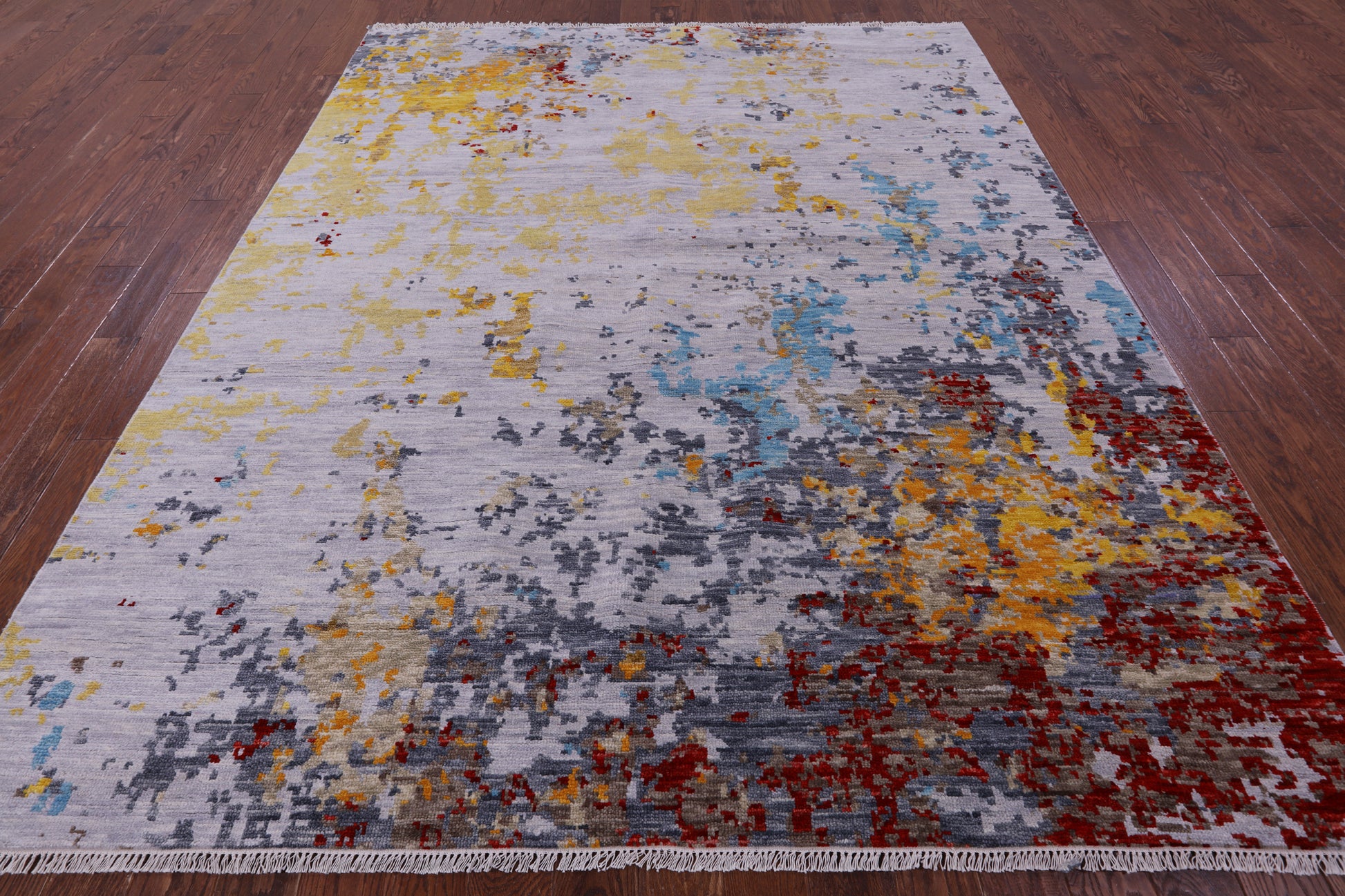 Abstract Contemporary Hand Knotted Wool Rug - 8' 0" X 10' 0" - Golden Nile