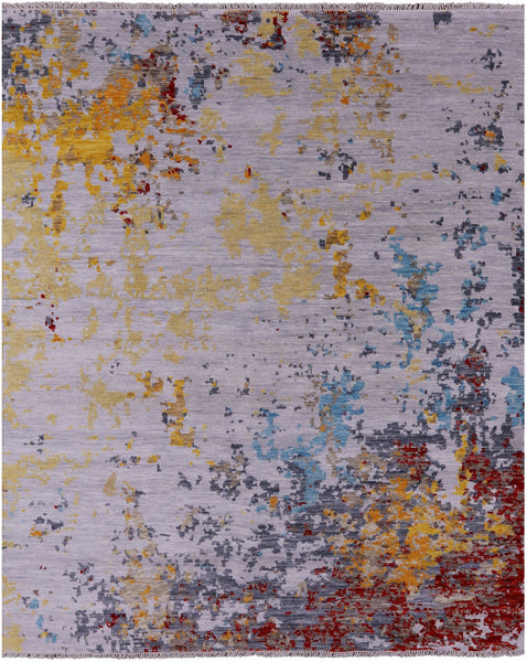Abstract Contemporary Hand Knotted Wool Rug - 8' 0" X 10' 0" - Golden Nile