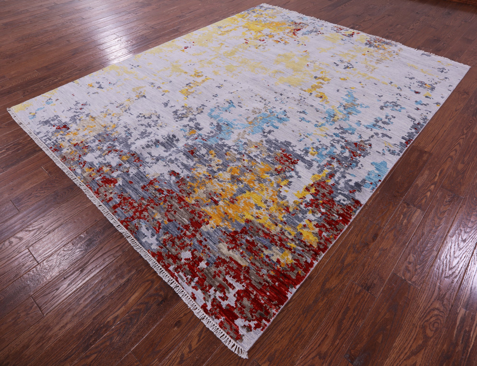 Abstract Contemporary Hand Knotted Wool Rug - 8' 0" X 10' 0" - Golden Nile