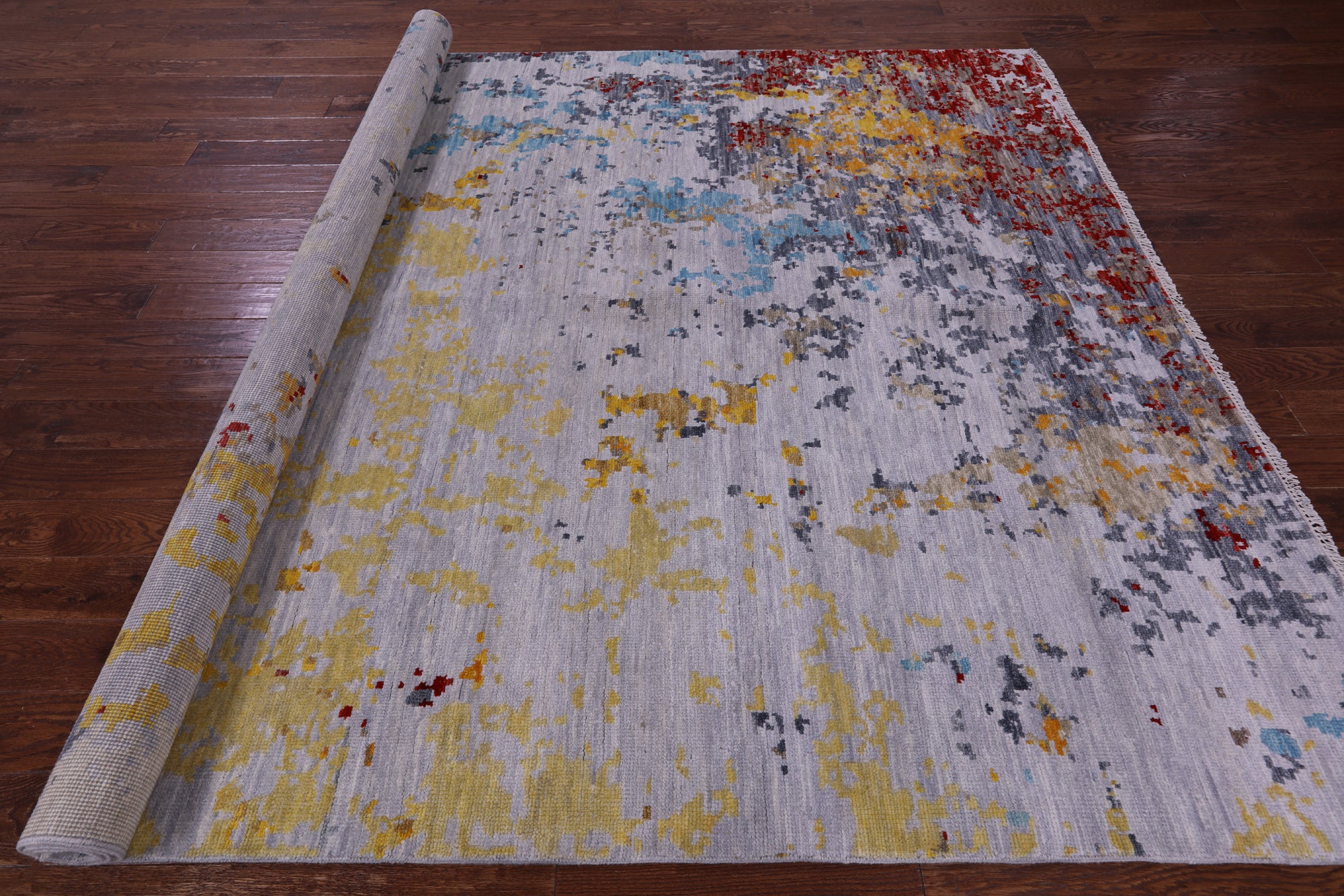 Abstract Contemporary Hand Knotted Wool Rug - 8' 0" X 10' 0" - Golden Nile
