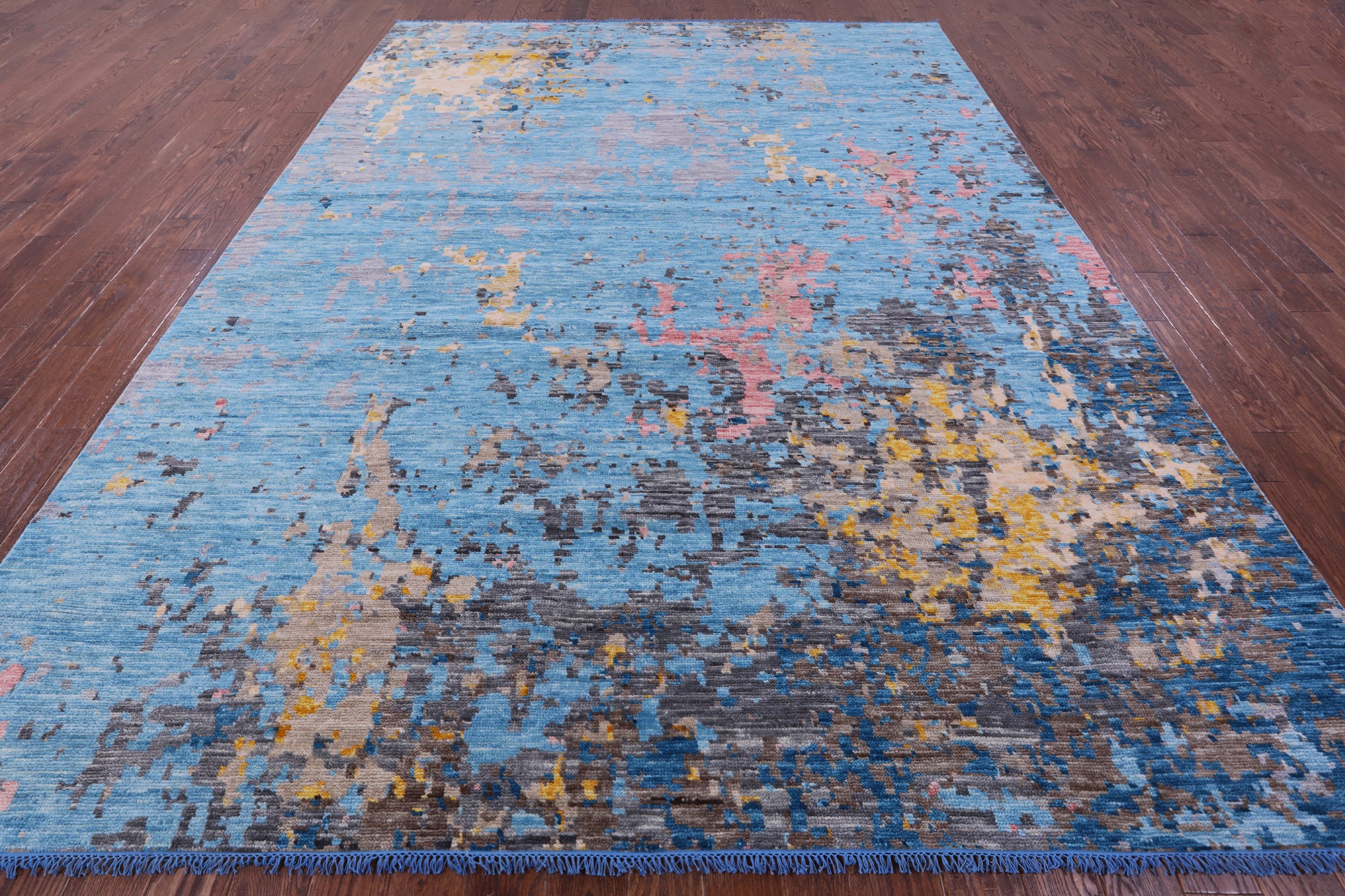 Abstract Contemporary Hand Knotted Wool Rug - 9' 3" X 12' 6" - Golden Nile